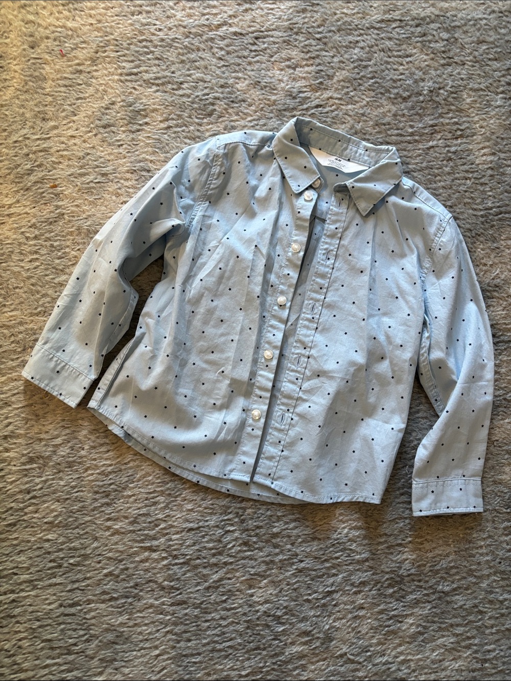 H&M Light Blue Button-Down Shirt with Navy Star Print